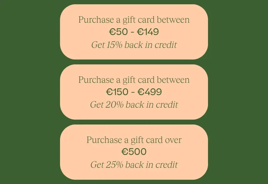 Gift card options Peche Skin Clinic